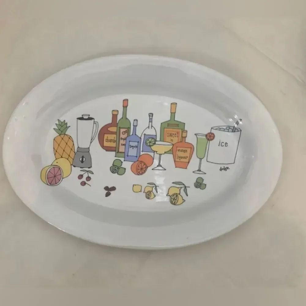 Margarita By Ursula Dodge Signature Porcelain 18 X 12 1/2 Cocktail Serviing Tray
